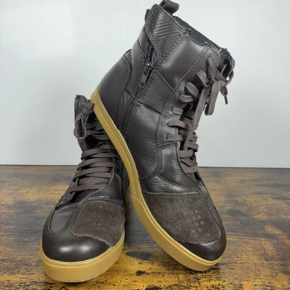 SHIMA Blake Sneakers Motorcycle Shoes Mens 11.5 Brown Leather Reinforced Protect